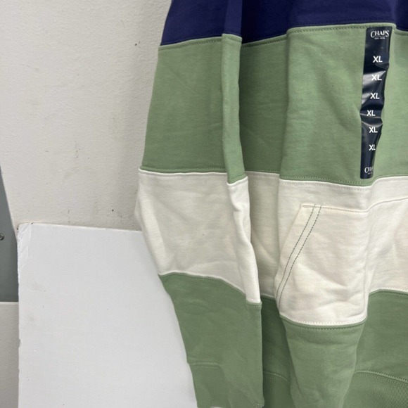 Chaps pullover old school striped colors mens XL Green Navy Everyday Fleece - Picture 8 of 13